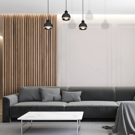 Lampa wisząca OVAL, MLP7046, czarny/drewno, 3x60W E27