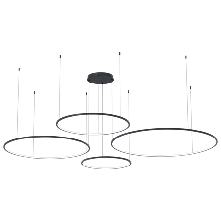Duża lampa wisząca poziome okręgi SATURNO Black 120W LED neutralna 4000K Czarny