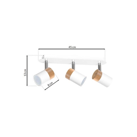 Lampa sufitowa JOKER, MLP6300, biały/drewno/chrom, 3x8W GU10