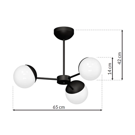 Lampa sufitowa nowoczesna szklana kula żyrandol SFERA III czarny/biały śr. 66cm