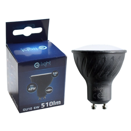 CZARNA ŻARÓWKA GU10 LED, EKZA268, 6W, BARWA: NEUTRALNA