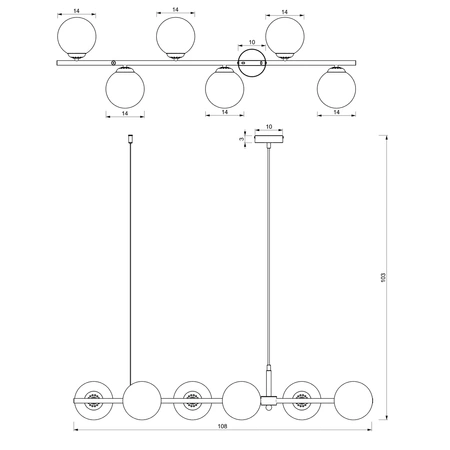 Lampa wisząca POP, MLP7845, czarny/złoty/biały, 6x40W E14