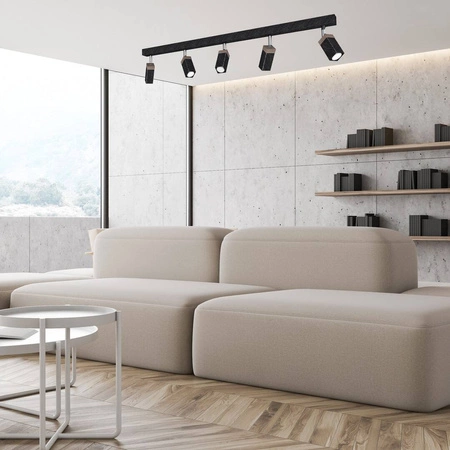 Lampa sufitowa SOLO, MLP7474, przecierany czarny/drewno patynowane, 5x5W mini GU10