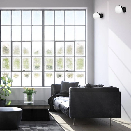 Kinkiet nowoczesny szklana kula SFERA czarny/biały