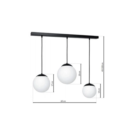 Nowoczesna lampa wisząca listwa LIMA BLACK 3xE14 MLP6524