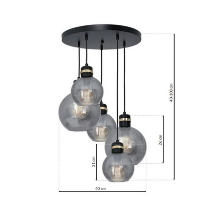 Lampa wisząca KOŁO OMEGA BLACK / GOLD MLP6534