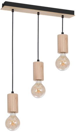 Lampa wisząca nowoczesna drewniana listwa LINES III drewno/czarny szer. 62cm