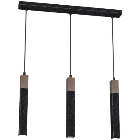 Lampa wisząca SOLO, MLP7470, przecierany czarny/drewno patynowane, 3x5W mini GU10