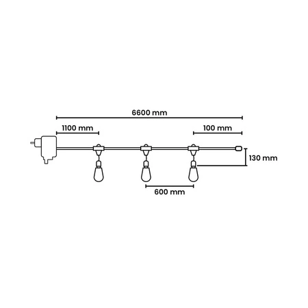 Girlanda zewnętrzna Summer Time 6,6m S14 Filament 2200K 36V 10xE27 IP44