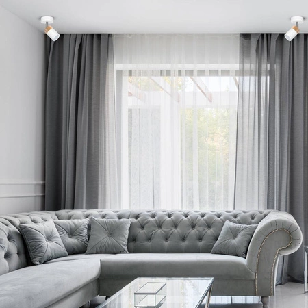 Lampa sufitowa/kinkiet JOKER, MLP6299, biały/drewno/chrom, 1x8W GU10