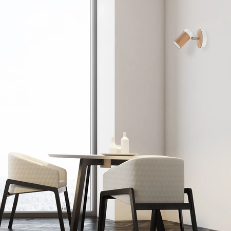 Kinkiet nowoczesny z drewna BARON biały