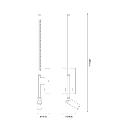 Kinkiet Torch Czarny 6W+3W 4000K