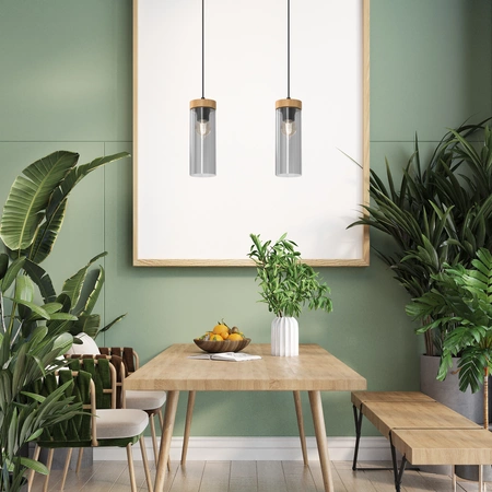 Lampa wisząca ELICA, MLP8664, czarny/drewno/transparentny, 1x60W E27