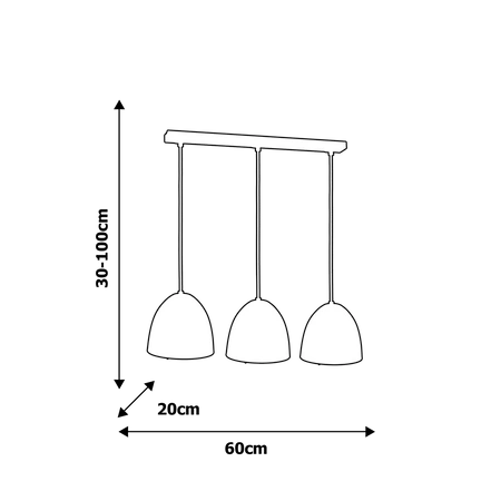 Nowoczesna lampa wisząca listwa VEGAS 3xE27 MLP5588