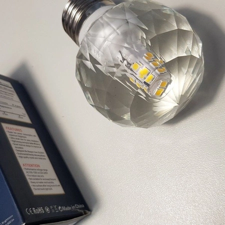 Żarówka LED E27 4,3W neutralna 4000K ozdobna kryształowa kulka