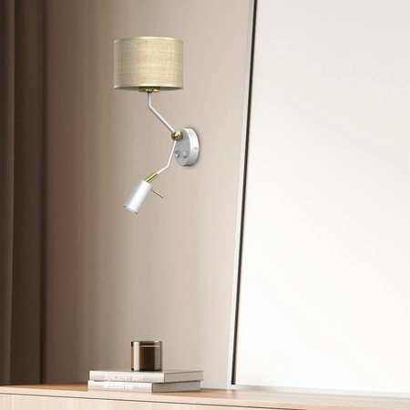 Kinkiet MARSHALL, MLP7483, biały/rattan, 1x60W E27 + 1x3W mini GU10