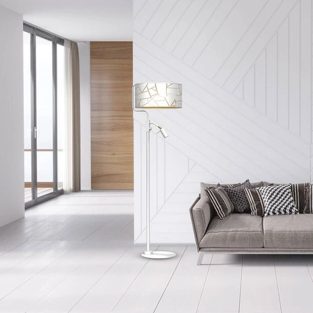 Lampa podłogowa ZIGGY WHITE, MLP7571, biały/złoty, 1x60W E27 + 1x8W mini GU10