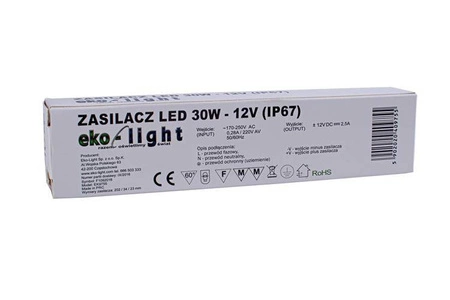 ZASILACZ LED 30W / 12V IP67 EKZAS755