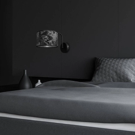 Stylowy kinkiet ścienny do salonu SATINO SILVER 1xE27 | czarny srebrny