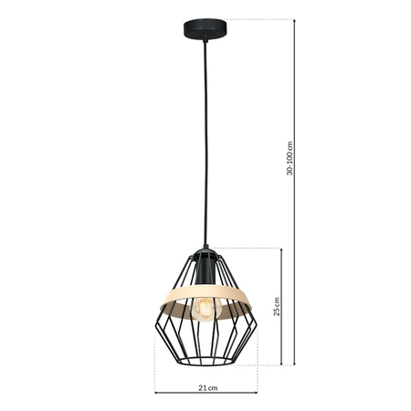 Lampa wisząca INDUSTRIALNA CLIFF BLACK 1xE27 MLP5524