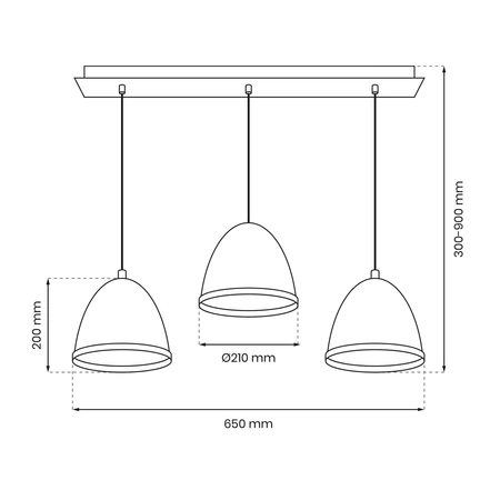 Lampa wisząca nowoczesna zwis STUDIO III biały szer. 65cm