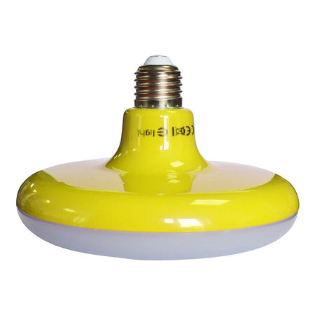 ŻARÓWKA UFO, E27, 15W LED, barwa zimna 6000K, żółta + kabel w oplocie, EKZA1559