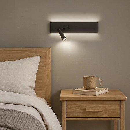 Kinkiet Resort Czarny Lewy 10W + 3W LED 4000K