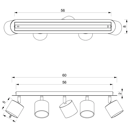 Lampa sufitowa DIXIE WHITE 5x GX53 szer. 64cm | biały
