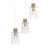 Lampa wisząca MADERA, biały/transparentny/drewno, 3x60W E27, MLP8556