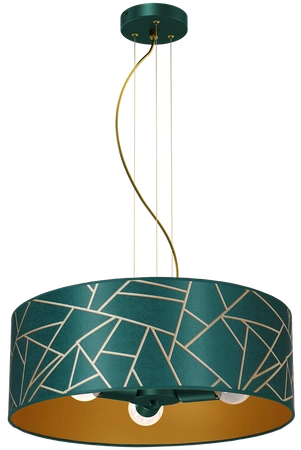 Lampa wisząca ZIGGY GREEN, 50 cm, MLP7580, butelkowa zieleń/złoty, 3x60W E27