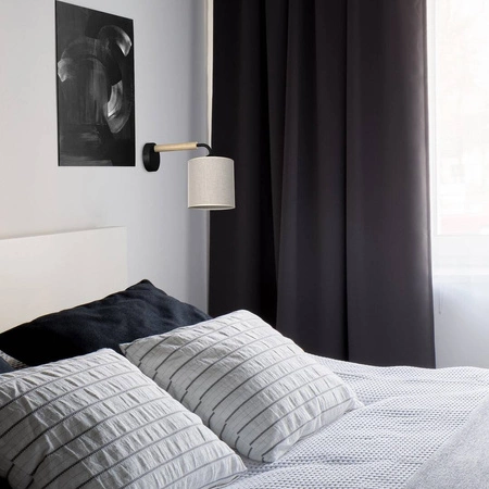 Kinkiet ATLANTA, MLP7450, czarny/drewno/beżowo-szary, 1x60W E27