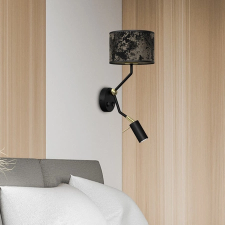 Kinkiet SATINO GOLD 1xE27 + 1x mini GU10 | czarny złoty