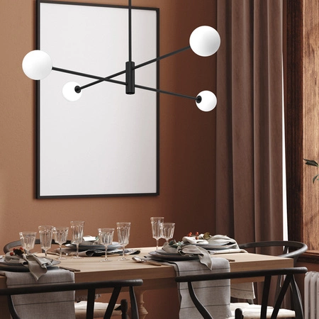 Lampa sufitowa DORI, MLP8418, czarna z białymi kloszami, 4x25W G9