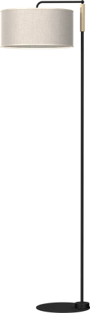 Lampa Podłogowa ATLANTA, MLP7454, czarny/drewno/beżowo-szary, 1x60W E27