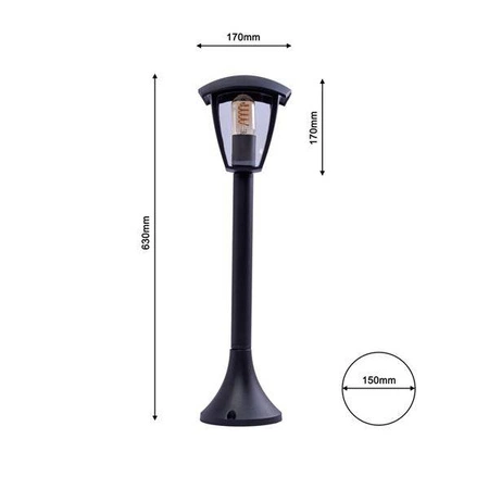 Lampa ogrodowa stojąca FOX BLACK 1xE27 Duża EKO3568