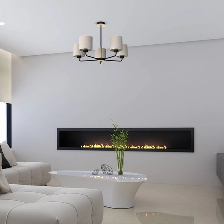 Żyrandol ATLANTA, MLP7452, czarny/drewno/beżowo-szary, 5x60W E27