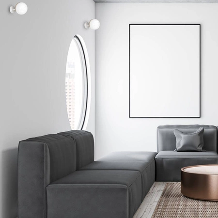 Kinkiet nowoczesny szklana kula SFERA WOOD drewno/biały