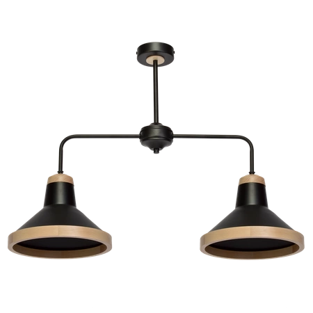 Lampa sufitowa SALMA, czarny/drewno, 2x60W E27, MLP6296