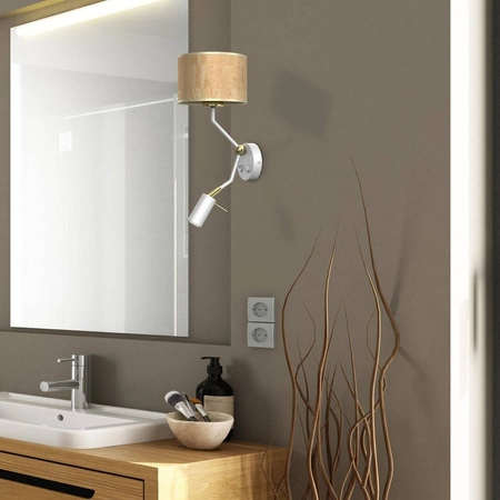 Kinkiet CORK, MLP7516, biały/korkowy, 1x40W E27 + 1x8W mini GU10