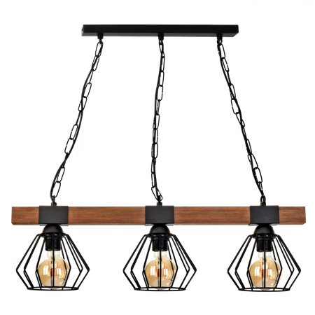 Industrialna lampa wisząca ULF BLACK / WOOD 3xE27 60W MLP6193