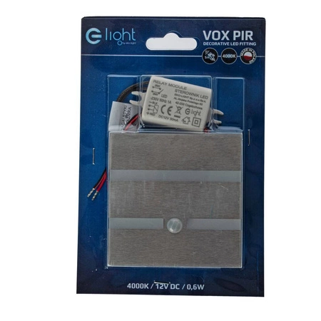 Oprawa schodowa LED 0,6W VOX barwa neutralna 4000K z czujnikiem ruchu PIR 12V EKS1510