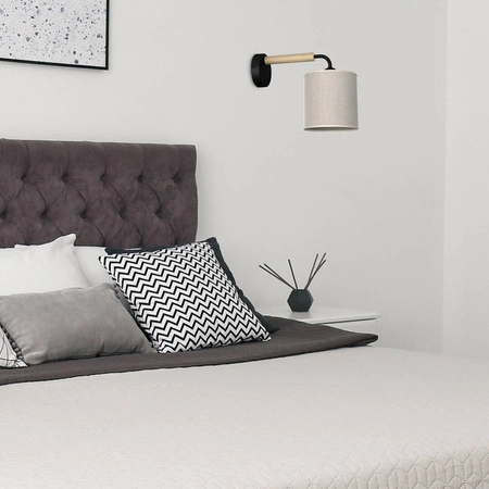 Kinkiet ATLANTA, MLP7450, czarny/drewno/beżowo-szary, 1x60W E27