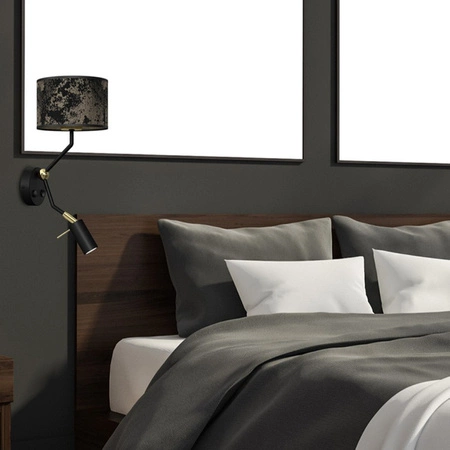 Kinkiet SATINO GOLD 1xE27 + 1x mini GU10 | czarny złoty