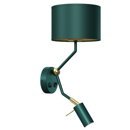 Kinkiet VERDE, MLP7873, zielony/złoty, 1x60W E27 + 1x8W mini GU10