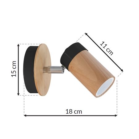 Kinkiet nowoczesny z drewna BARON czarny