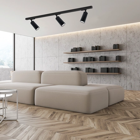 Zestaw Szynoprzewód 3xMica (GU10) + Prowadnica 1,5m - Czarny, ML8277