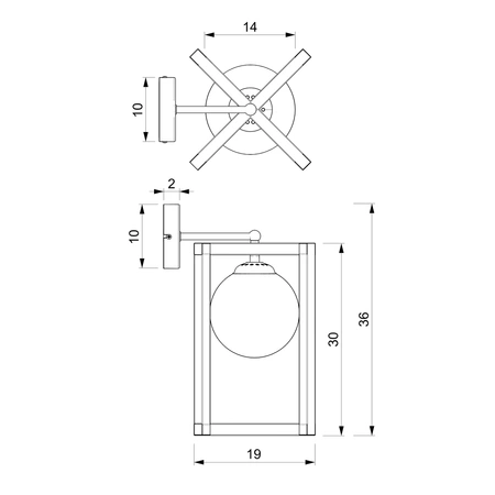 Kinkiet DIEGO, MLP8567, czarny z białym kloszem, 1x40W E14