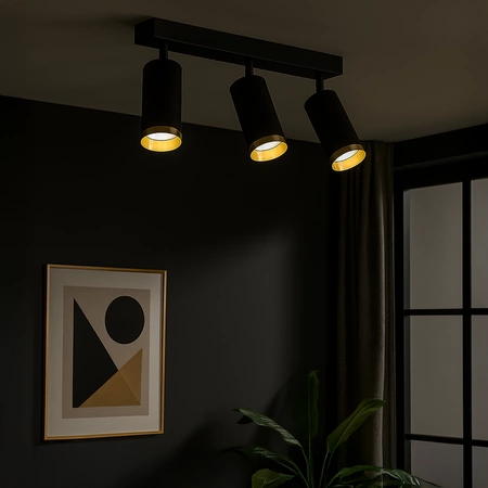 Oprawa Mica Spot Czarny + Złoty 3xGU10