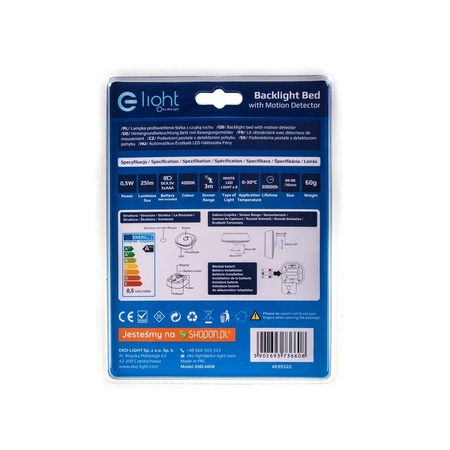 Lampka z czujką ruchu 0,8W barwa neutralna 4000K EKB6646