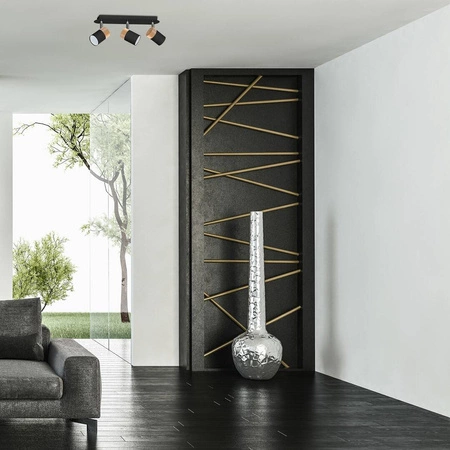 Lampa sufitowa JOKER, MLP6304, czarny/drewno/chrom, 3x8W GU10